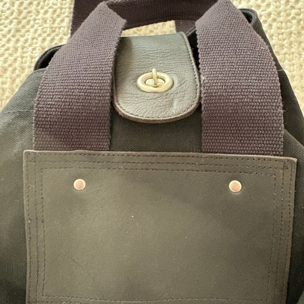 J.Crew XL Slouchy Black Canvas Sling Tote Bag Leather Trim Minimalist Utility - Picture 4 of 7